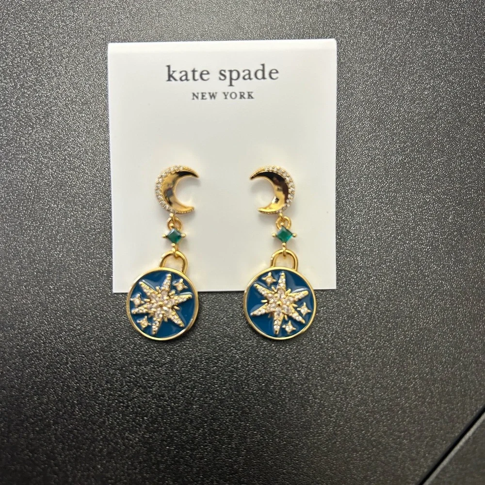 Kate Spade Gold and Blue Star Earrings - Picture 3 of 4